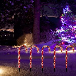 LIMTZOPY Christmas Candy Cane Pathway Markers, 10 Pack Outdoor Solar Candy Cane Lights Christmas Walkway Stakes Light 8 Modes Walkway Lights for Lawn, Yard, Garden, Home Christmas Decorations