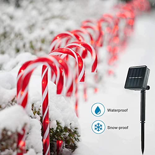 LIMTZOPY Christmas Candy Cane Pathway Markers, 10 Pack Outdoor Solar Candy Cane Lights Christmas Walkway Stakes Light 8 Modes Walkway Lights for Lawn, Yard, Garden, Home Christmas Decorations