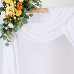 LuoluoHouse White Wedding Arch Draping Fabric 2 Panels 6 Yards Chiffon Wedding Arch Drapes Sheer Drapery Backdrop for Wedding Ceremony Party Ceiling Decor