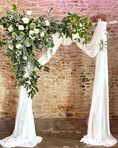 LuoluoHouse White Wedding Arch Draping Fabric 2 Panels 6 Yards Chiffon Wedding Arch Drapes Sheer Drapery Backdrop for Wedding Ceremony Party Ceiling Decor