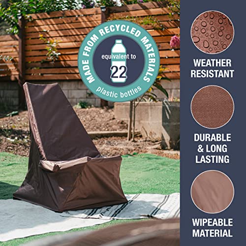 CleverMade Tamarack Chair Cover; Eco Friendly Outdoor Patio Furniture Cover; Great for Folding Wooden Chairs; Protects From Elements, 2 Pack, Mocha