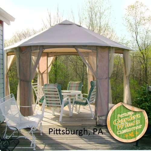 Garden Winds Oakbrook Hexagon Gazebo Replacement Canopy Top Cover - RipLock 350