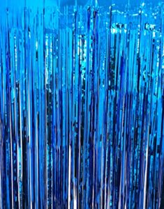 goer 3.2 ft x 9.8 ft metallic tinsel foil fringe curtains party photo backdrop party streamers for birthday,graduation,new year eve decorations wedding decor (navy blue,1 pack)