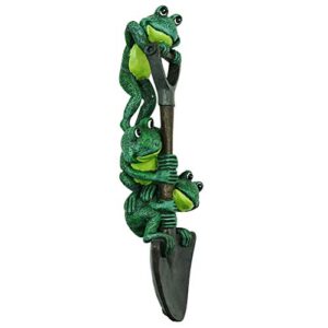 Dreamseden Frog Garden Statue Lawn Ornament Decor, 3 Cute Frogs Figurines on a Shovel, Fairy Outdoor Patio Yard Decorations