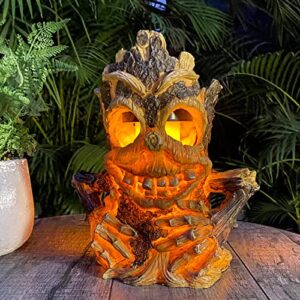 Outdoor Solar Statue Light, Waterproof Flickering Fire Lights Solar Powered Stump Light, Patio Table Tiki Lantern for Home Garden Patio Yard Pathway Decor