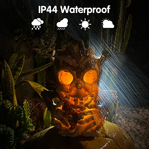 Outdoor Solar Statue Light, Waterproof Flickering Fire Lights Solar Powered Stump Light, Patio Table Tiki Lantern for Home Garden Patio Yard Pathway Decor