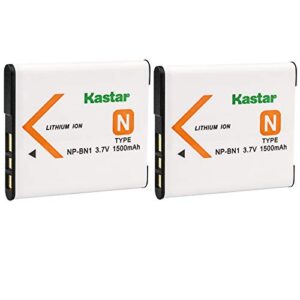 kastar battery (2-pack) replacement for sony np-bn1 dsc-tx20 dsc-tx30 dsc-w530 dsc-w570 dsc-w650 dsc-w800 dsc-w830 dsc-w560 dsc-t99 dsc-tx5 dsc-w320