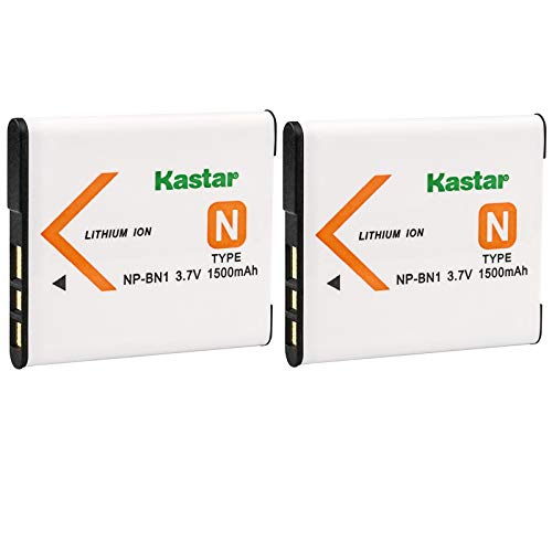 Kastar Battery (2-Pack) Replacement for Sony NP-BN1 DSC-TX20 DSC-TX30 DSC-W530 DSC-W570 DSC-W650 DSC-W800 DSC-W830 DSC-W560 DSC-T99 DSC-TX5 DSC-W320