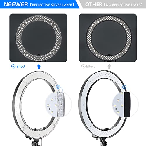 Neewer 18-Inch Ring Light, 55W Dimmable 5500K Light with 240 LEDs Color Filter, Soft Tube and Carrying Bag for YouTube, TikTok, Selfies and Photography, Compatible with Camera and Smartphones