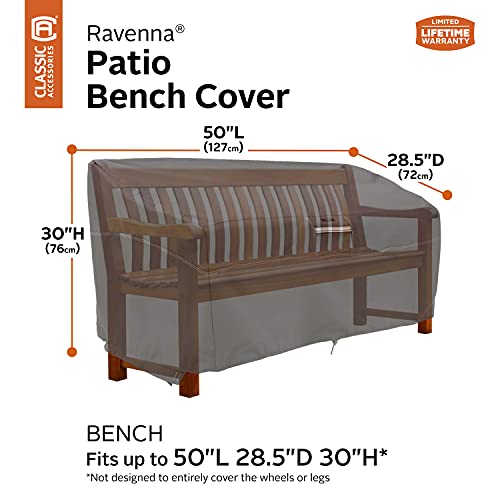 Classic Accessories Ravenna Water-Resistant 50 Inch Patio Bench Cover, Patio Furniture Covers