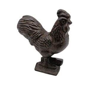 comfy hour 3.15″ cast iron rooster figurine, indoor & outdoor garden decor, brown, antique & vintage collection