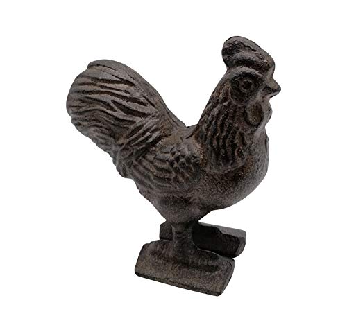 Comfy Hour 3.15" Cast Iron Rooster Figurine, Indoor & Outdoor Garden Decor, Brown, Antique & Vintage Collection