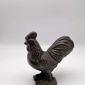 Comfy Hour 3.15" Cast Iron Rooster Figurine, Indoor & Outdoor Garden Decor, Brown, Antique & Vintage Collection