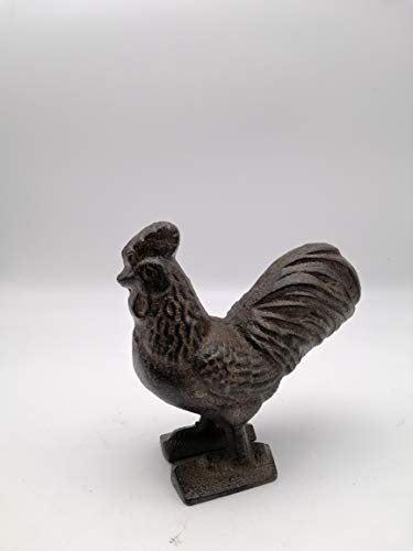 Comfy Hour 3.15" Cast Iron Rooster Figurine, Indoor & Outdoor Garden Decor, Brown, Antique & Vintage Collection