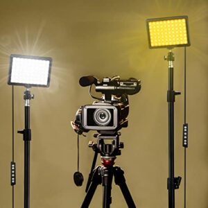 Unicucp 2 Packs 96 Dimmable 2400-6800K Bi-Color LED Video Light 11 Brightness 97 CRI with Adjustable Tripod Stand/4 Color Filters for Video Conference Lighting/YouTube Photography/Zoom Calls/Vlogging
