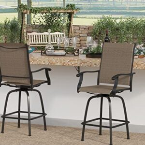 Sophia & William Outdoor Patio Bar Stools Swivel Bar Stool 2 Pack High Back Patio Bar Chairs Textilene Patio Furniture Set Bar Height All Weather for Lawn Garden Backyard Pool Supports 300lbs