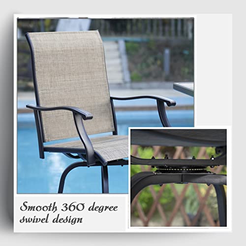 Sophia & William Outdoor Patio Bar Stools Swivel Bar Stool 2 Pack High Back Patio Bar Chairs Textilene Patio Furniture Set Bar Height All Weather for Lawn Garden Backyard Pool Supports 300lbs