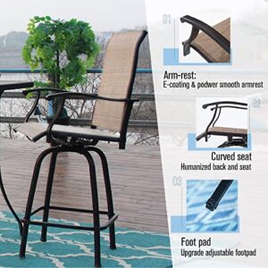 Sophia & William Outdoor Patio Bar Stools Swivel Bar Stool 2 Pack High Back Patio Bar Chairs Textilene Patio Furniture Set Bar Height All Weather for Lawn Garden Backyard Pool Supports 300lbs