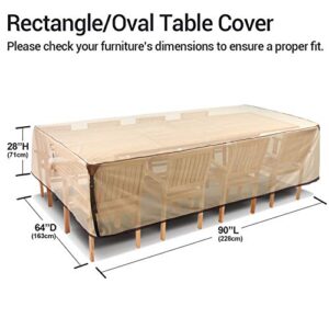 Patio Furniture Covers Waterproof for Outdoor Table, 600D Heavy Duty Tough Oxford Fabric 90x64x28 Inch Rectangular Durable Covers for Dinning Table Chairs Set Yard Sectional Sofa Bench Loveseat