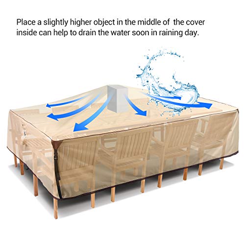 Patio Furniture Covers Waterproof for Outdoor Table, 600D Heavy Duty Tough Oxford Fabric 90x64x28 Inch Rectangular Durable Covers for Dinning Table Chairs Set Yard Sectional Sofa Bench Loveseat