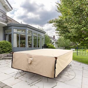 Patio Furniture Covers Waterproof for Outdoor Table, 600D Heavy Duty Tough Oxford Fabric 90x64x28 Inch Rectangular Durable Covers for Dinning Table Chairs Set Yard Sectional Sofa Bench Loveseat
