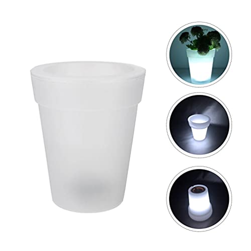 Happyyami Solar Powered Flowerpot Glow in The Dark Planters Led Planters Pots Outdoor Lighted Tiny Flower Pots for Garden Decor