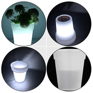 Happyyami Solar Powered Flowerpot Glow in The Dark Planters Led Planters Pots Outdoor Lighted Tiny Flower Pots for Garden Decor