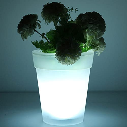 Happyyami Solar Powered Flowerpot Glow in The Dark Planters Led Planters Pots Outdoor Lighted Tiny Flower Pots for Garden Decor
