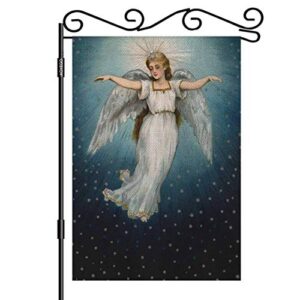 aoyego angel flying garden flag small vertical double sided 12.5 x 18 inch christmas in a starry night sky burlap yard outdoor decor