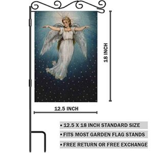 AOYEGO Angel Flying Garden Flag Small Vertical Double Sided 12.5 x 18 Inch Christmas in a Starry Night Sky Burlap Yard Outdoor Decor