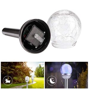 TOPINCN 2Pcs Solar Outdoor Lights, Waterproof Courtyard Stake Crackle Round Ball Lights LED Solar Powered Garden Lamp for Yard Patio Walkway