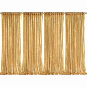 sequin backdrop curtain gold sparkly drapes 4 panels 2ftx8ft wedding ceremony backdrop glitter shimmer fabric backdrop background