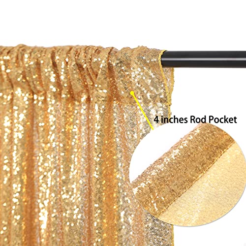 Sequin Backdrop Curtain Gold Sparkly Drapes 4 Panels 2ftx8ft Wedding Ceremony Backdrop Glitter Shimmer Fabric Backdrop Background