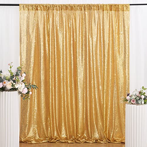 Sequin Backdrop Curtain Gold Sparkly Drapes 4 Panels 2ftx8ft Wedding Ceremony Backdrop Glitter Shimmer Fabric Backdrop Background