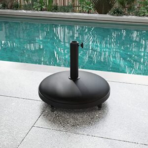 sundale outdoor heavy duty umbrella base, 55 lbs plastic shell concrete mobile stand with 4 wheels for patio, deck, garden, poolside, black