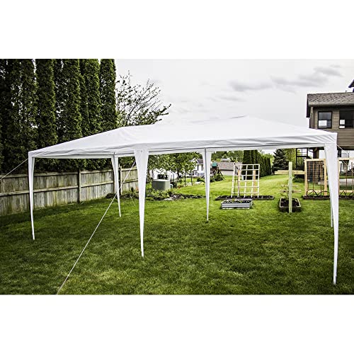 BACKYARD EXPRESSIONS PATIO · HOME · GARDEN 906778 Canopy Tent for Outdoor Wedding Party or Camping BBQ w/Removable Waterproof Sidewalls-20' x 10' -Backyard Expressions, White