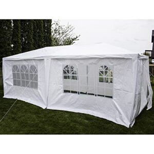 BACKYARD EXPRESSIONS PATIO · HOME · GARDEN 906778 Canopy Tent for Outdoor Wedding Party or Camping BBQ w/Removable Waterproof Sidewalls-20' x 10' -Backyard Expressions, White