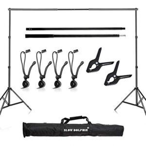 SLOW DOLPHIN Photo Video Studio 10Ft Adjustable Backdrop Support System Kit Background Stand with Carry Bag