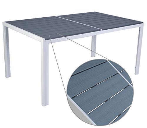 Kozyard Coolmen Outdoor Patio Indoor Dining Table Rectangle 35.6'x58.9' and Wood Like Laminate Table Top for 6 Person Porch Deck Garden (Grey)