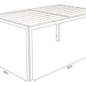 Kozyard Coolmen Outdoor Patio Indoor Dining Table Rectangle 35.6'x58.9' and Wood Like Laminate Table Top for 6 Person Porch Deck Garden (Grey)