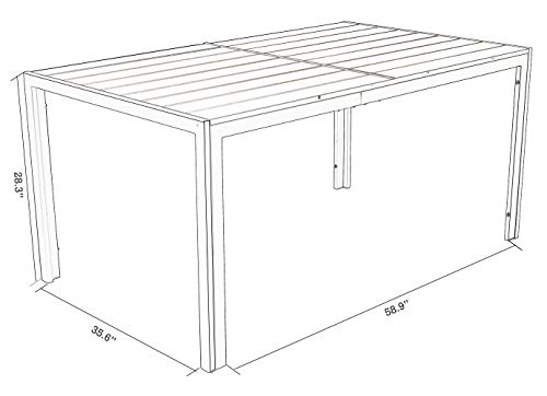 Kozyard Coolmen Outdoor Patio Indoor Dining Table Rectangle 35.6'x58.9' and Wood Like Laminate Table Top for 6 Person Porch Deck Garden (Grey)