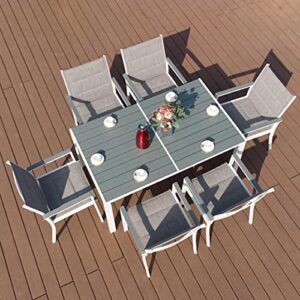 Kozyard Coolmen Outdoor Patio Indoor Dining Table Rectangle 35.6'x58.9' and Wood Like Laminate Table Top for 6 Person Porch Deck Garden (Grey)