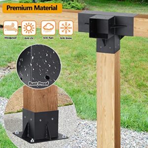 Neorexon Pergola Kit Elevated Wood Stand Kit Woodwork for 4"x 4" (Actual 3.6 X 3.6 inch), Solid Stainless Steel 304 Wooden Gazebo Kit for Outdoor 4 Way Right Angle Corner Bracket and Base Brackets