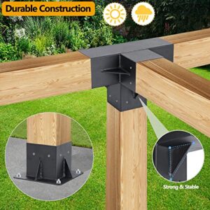 Neorexon Pergola Kit Elevated Wood Stand Kit Woodwork for 4"x 4" (Actual 3.6 X 3.6 inch), Solid Stainless Steel 304 Wooden Gazebo Kit for Outdoor 4 Way Right Angle Corner Bracket and Base Brackets