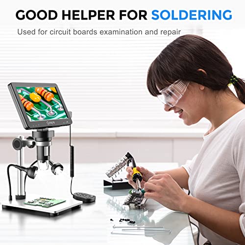 Opqpq LCD Digital Microscope 1200X, 7'' Coin Microscope for Error Coin, 1080P Soldering Microscope with 12MP Camera Sensor, Microscope for Adult with 10 LED Lights, Wired Remote, Windows/mac PC View