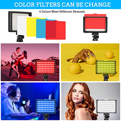 Ci-Fotto LED Video Light 2-Pack, 5600K Dimmable USB Photo Lights with Mini Tripod and Colored Filters for Photo Studios, Small Angle Shooting, Video Recording, Game Streaming