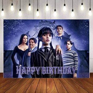 wednesday addams birthday party decoration cloth wednesday addams party photo background kids birthday photography background tv show poster vinyl 5x3ft