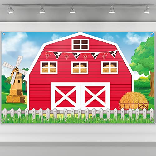 Farm Barn Door Backdrop Farm Birthday Party Supplies Red Barn Door Backdrop Banner Farm Photography Props Photo Booth for Themed Birthday Baby Shower Party Supplies 72.8 x 43.3 Inch