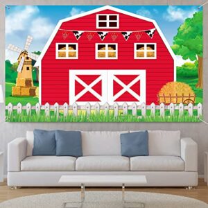 Farm Barn Door Backdrop Farm Birthday Party Supplies Red Barn Door Backdrop Banner Farm Photography Props Photo Booth for Themed Birthday Baby Shower Party Supplies 72.8 x 43.3 Inch