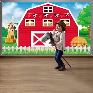 Farm Barn Door Backdrop Farm Birthday Party Supplies Red Barn Door Backdrop Banner Farm Photography Props Photo Booth for Themed Birthday Baby Shower Party Supplies 72.8 x 43.3 Inch